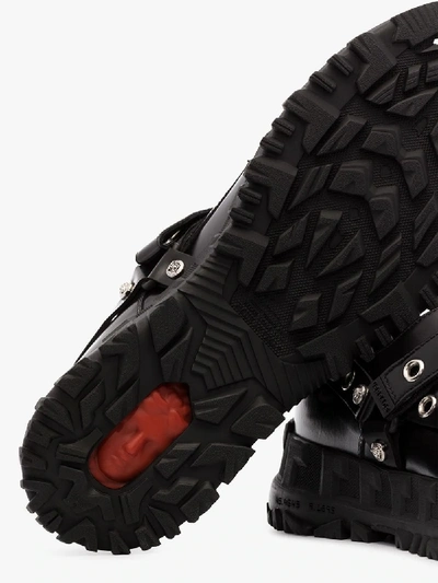 Shop Versace Black Harness Leather Derby Shoes