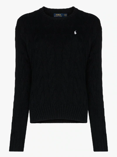Shop Polo Ralph Lauren Polo Pony Cable Knit Sweater In Black