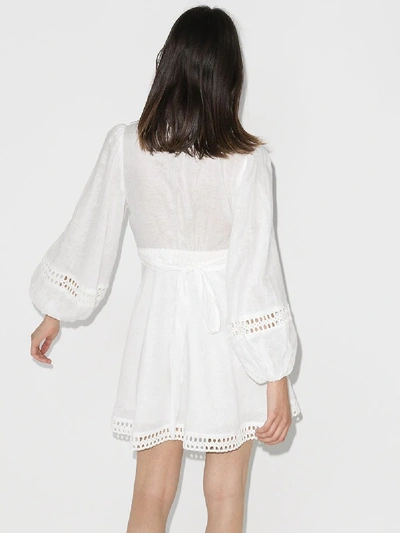 Shop Zimmermann Bell Sleeve Mini Dress In White