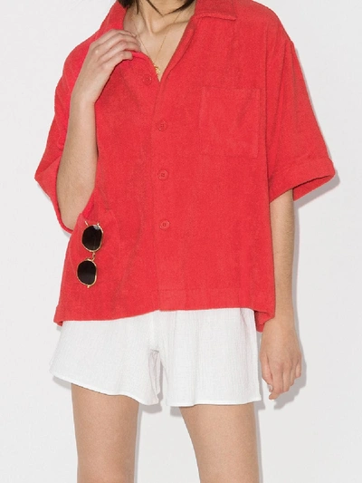 Shop All Things Mochi Cotton Boxy Shirt In Red