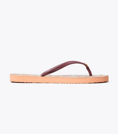 Shop Tory Burch Printed Thin Flip-flop In Imperial Garnet/wonderland Vine