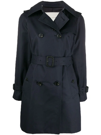 Shop Mackintosh Muie Short Cotton Trench Coat In Blue