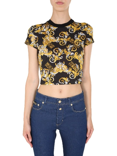 Shop Versace Jeans Couture Cropped T-shirt In Black