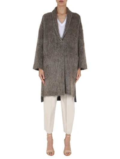 Shop Brunello Cucinelli Knitted Coat In Grey