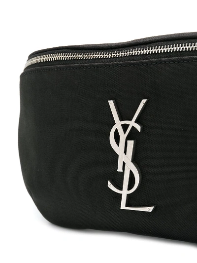 Shop Saint Laurent Monogram Leather Beltbag In Black