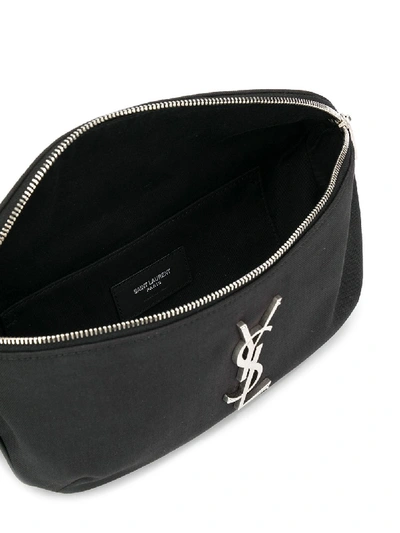 Shop Saint Laurent Monogram Leather Beltbag In Black