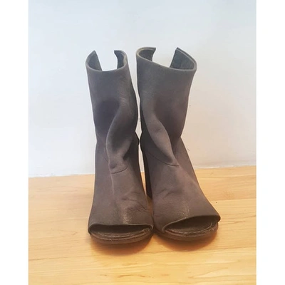 Pre-owned Marsèll Leather Ankle Boots In Anthracite