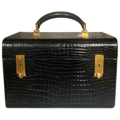 Pre-owned Gucci Black Crocodile Travel Bag
