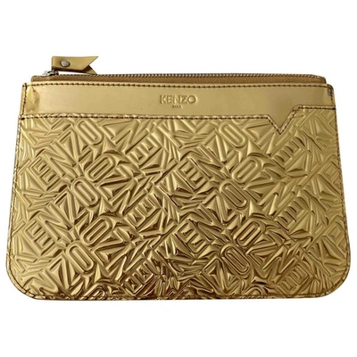 Pre-owned Kenzo Leather Clutch Bag In Gold