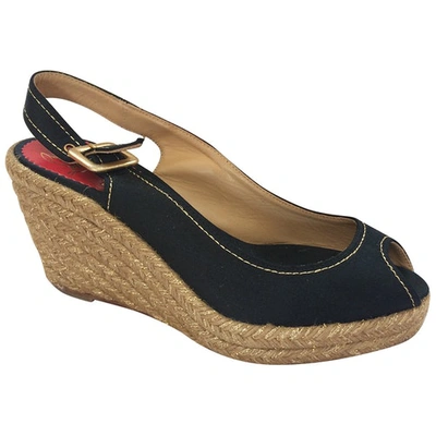 Pre-owned Christian Louboutin Black Synthetic Espadrilles