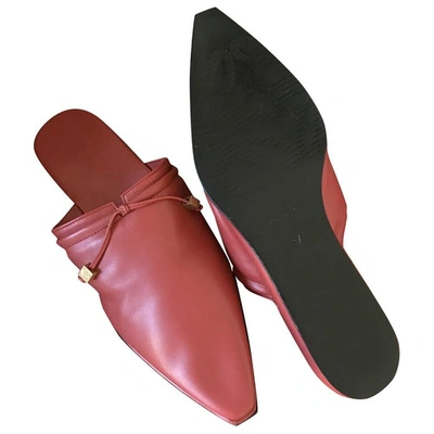 Pre-owned Loewe Red Leather Mules & Clogs