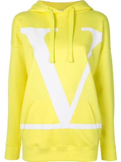 Shop Valentino Vlogo Hoodie In Yellow