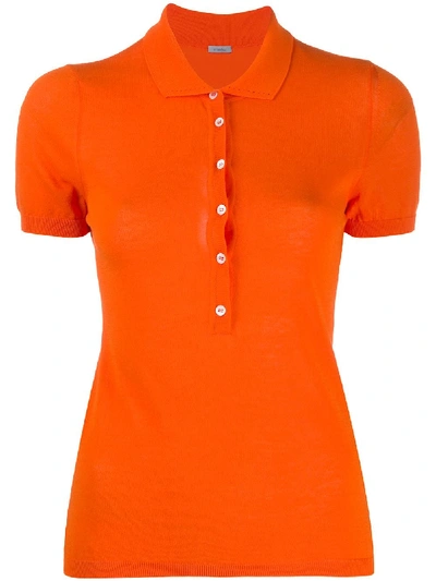 Shop Malo Short Sleeve Polo Top In Orange