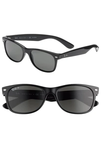 Shop Ray Ban 'new Wayfarer' 55mm Polarized Sunglasses In Black/ Green P