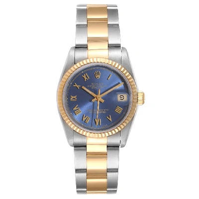 Shop Rolex Datejust Midsize 31 Blue Dial Steel Yellow Gold Ladies Watch 68273 In Not Applicable
