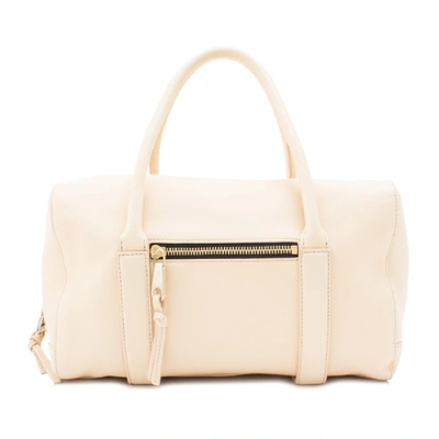 Shop Chloé Madeleine Leather Boston Bag In Neutrals