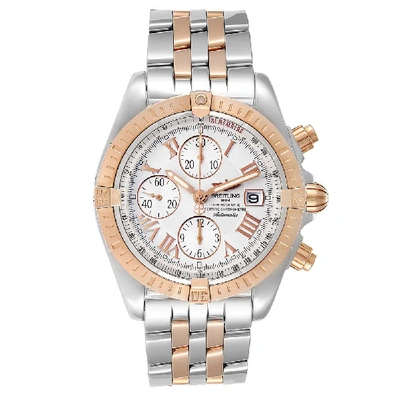Pre-owned Breitling White 18k Rose Gold And Stainless Steel Chronomat Evolution C13356 Men's Wristwatch 43 Mm