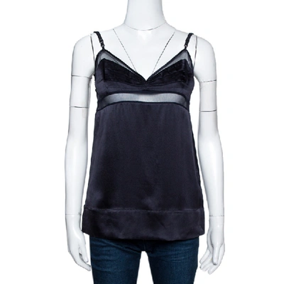 Pre-owned Stella Mccartney Black Silk Satin Lace Trim Camisole Top S