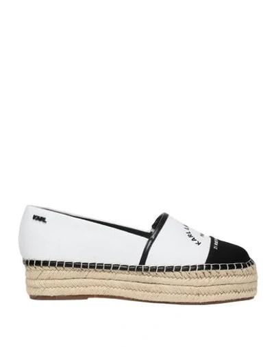 Shop Karl Lagerfeld Kamini Platform Maison Karl Slip On Woman Espadrilles White Size 7 Cotton, Polyuretha