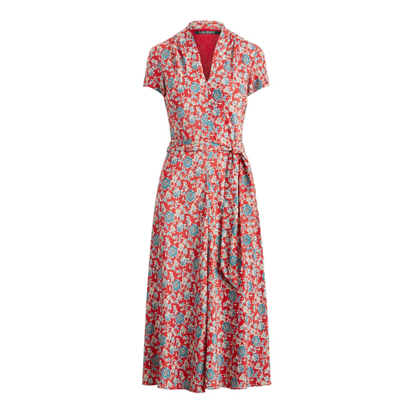 Lauren Ralph Lauren Floral Crepe Midi Dress In Red Multi | ModeSens