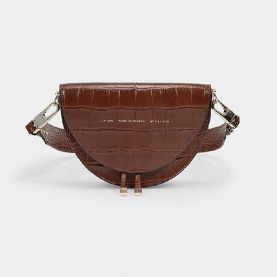 Shop Chylak Saddle Hobo Bag -  - Caramel Glossy  - Croc Embossed Leather In Brown