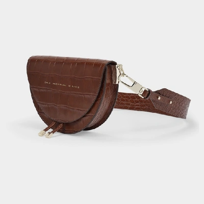 Shop Chylak Saddle Hobo Bag -  - Caramel Glossy  - Croc Embossed Leather In Brown