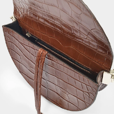 Shop Chylak Saddle Hobo Bag -  - Caramel Glossy  - Croc Embossed Leather In Brown