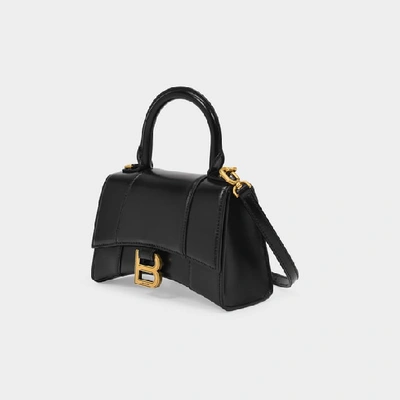 Shop Balenciaga Hourglass Xs Bag -  -  Black - Leather