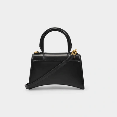 Balenciaga Hourglass Xs Top Handle Bag In Patent Leather In Black