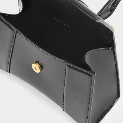 Balenciaga Hourglass Xs Top Handle Bag In Patent Leather In Black