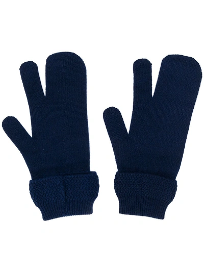 Shop Maison Margiela Tabi Four-stitch Gloves In Blue