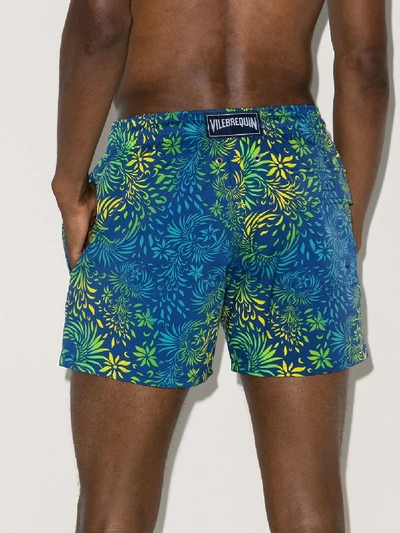 Shop Vilebrequin Moorise Palm Print Swim Shorts In Blue
