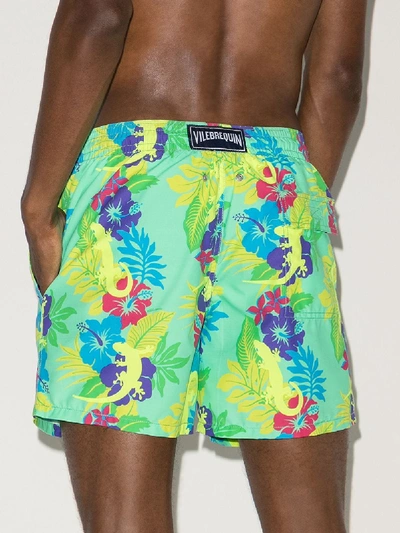 Shop Vilebrequin Moorea Gecko Print Swim Shorts In Green