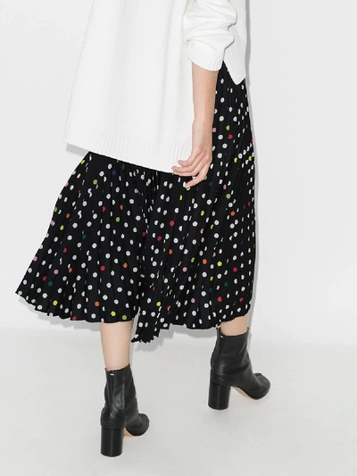 Shop Christopher Kane Womens Black Pleated Polka-dot Skirt