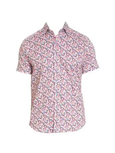 Shop Robert Graham Tailored-fit Lazarus Skull-print Short-sleeve Shirt In Multi