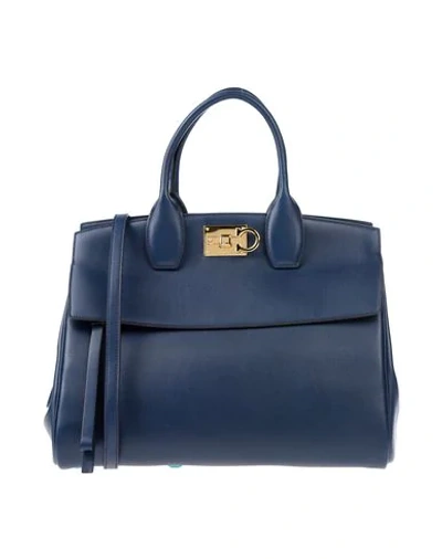 Shop Ferragamo Handbag In Dark Blue