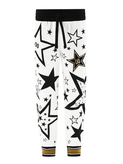 Shop Dolce & Gabbana Star Print Track Pants In White