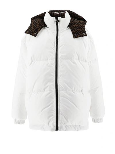Shop Fendi Reversible Ff Print Padded Jacket In White