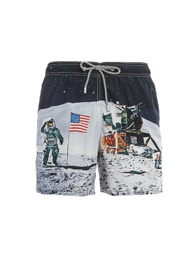 Shop Mc2 Saint Barth Gustavia On The Moon Swim Shorts In Multicolour