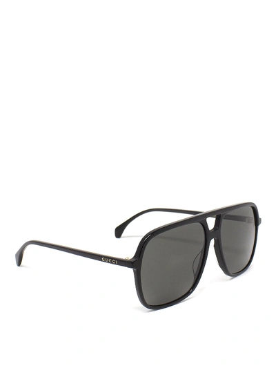 Shop Gucci Gg0545 Double Bridge Sunglasses In Black