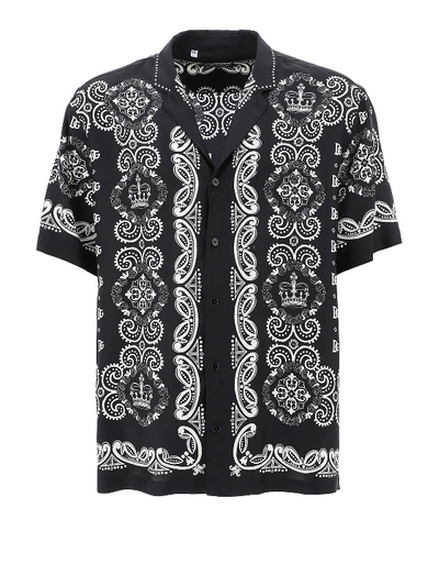 Shop Dolce & Gabbana Bandana Print Short Sleeve Shirt In Black