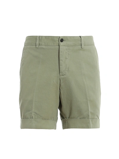 Shop Ami Alexandre Mattiussi Cotton Twill Shorts In Light Green