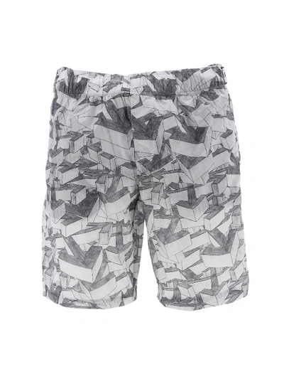 Shop Off-white Geometric Print Swim Shorts In Grey