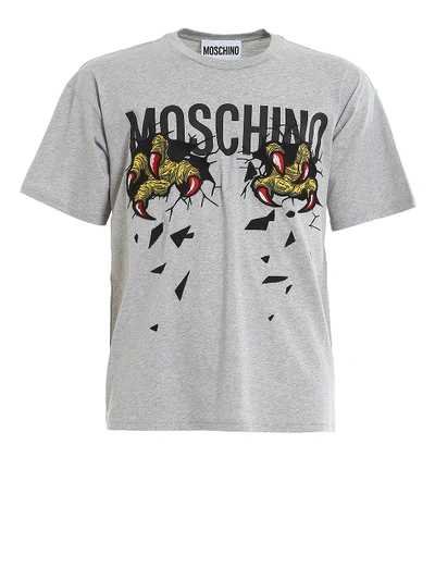 Shop Moschino Monster Hands T-shirt In Grey