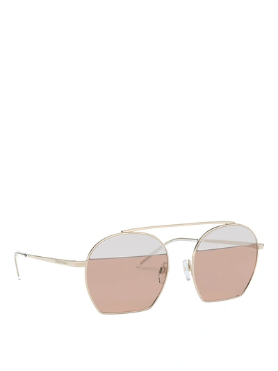 Shop Emporio Armani Two-tone Lens Golden Metal Sunglasses