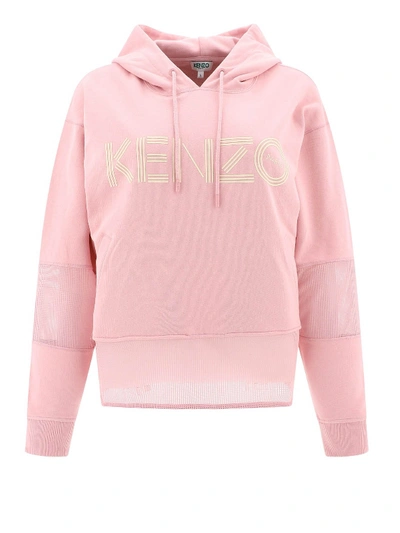 Shop Kenzo Mesh Insert Boxy Hoodie In Pink