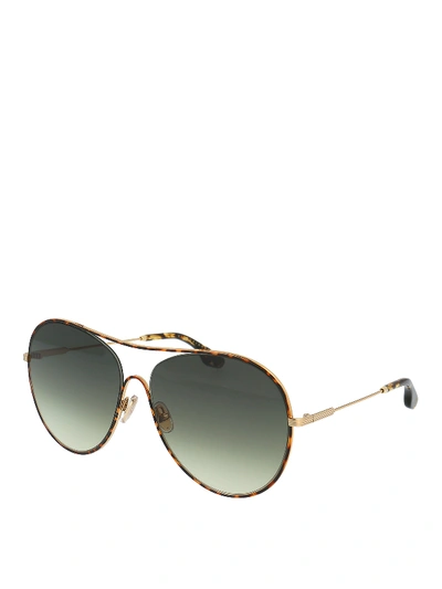 Shop Victoria Beckham Havana Metal Rounded Sunglasses In Brown