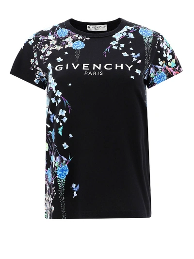 Shop Givenchy Floral Printed Logo T-shirt In Black