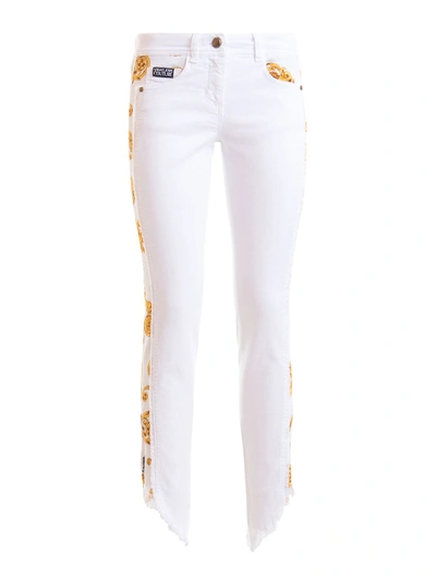 Shop Versace Jeans Couture Patterned Bands Jeans In White