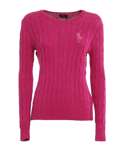 Shop Polo Ralph Lauren Bead Logo Twist Knit Sweater In Pink